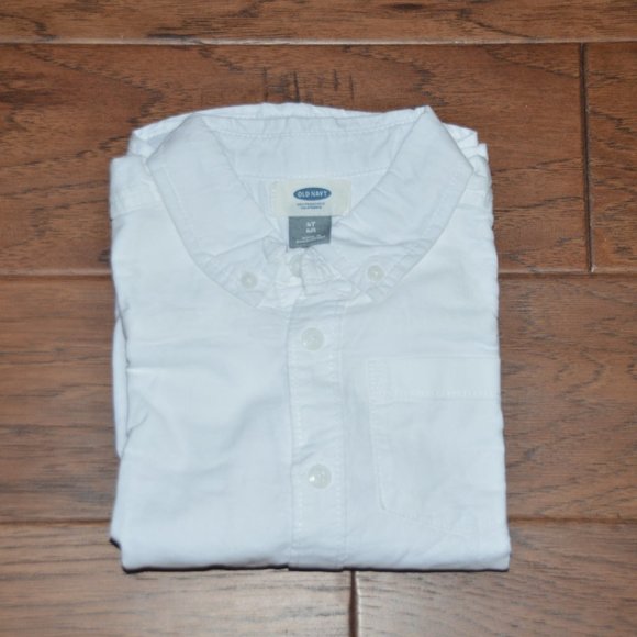 Old Navy Boys 100% Cotton White Button Down Shirt - Picture 2 of 4